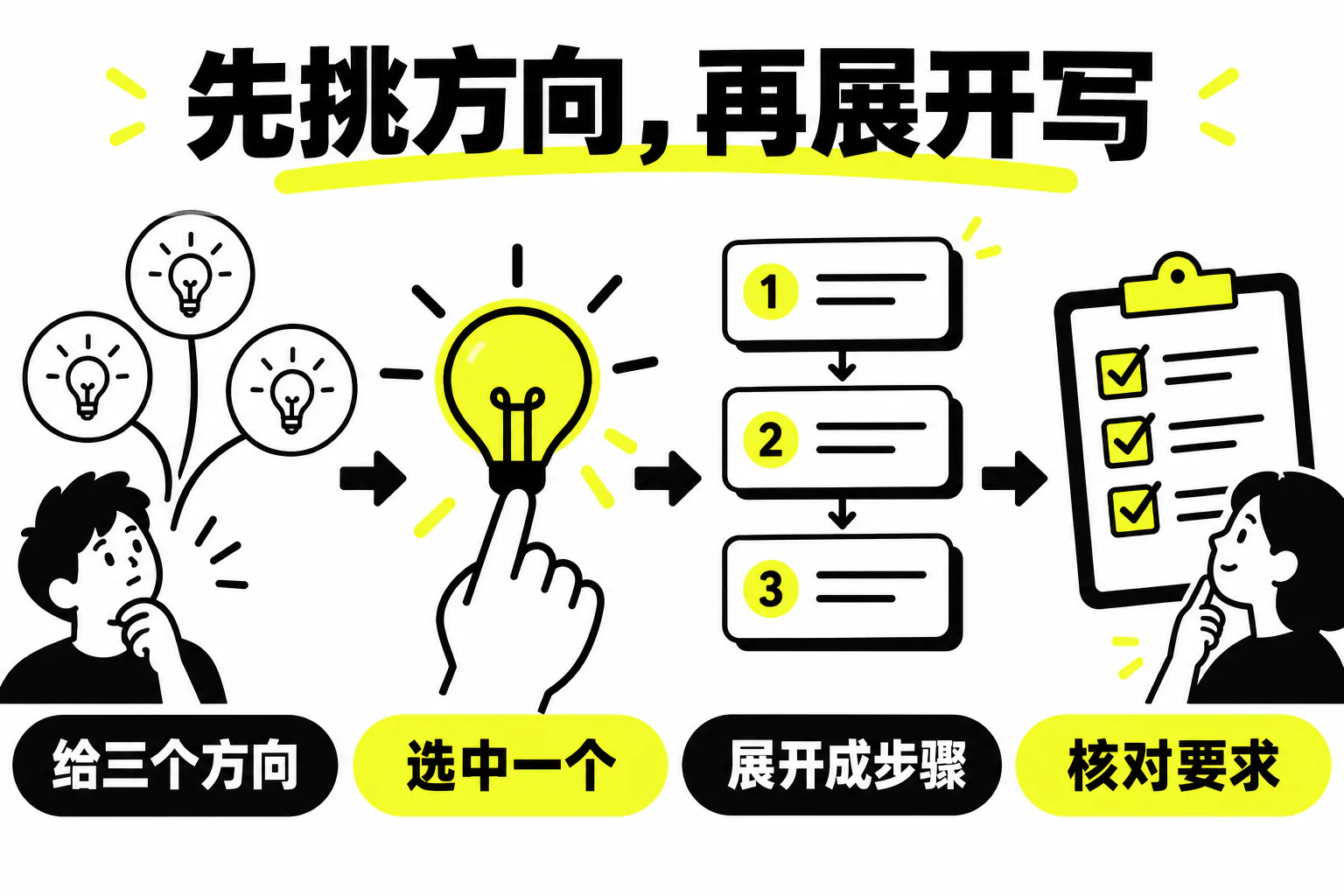 先挑方向，再展开写