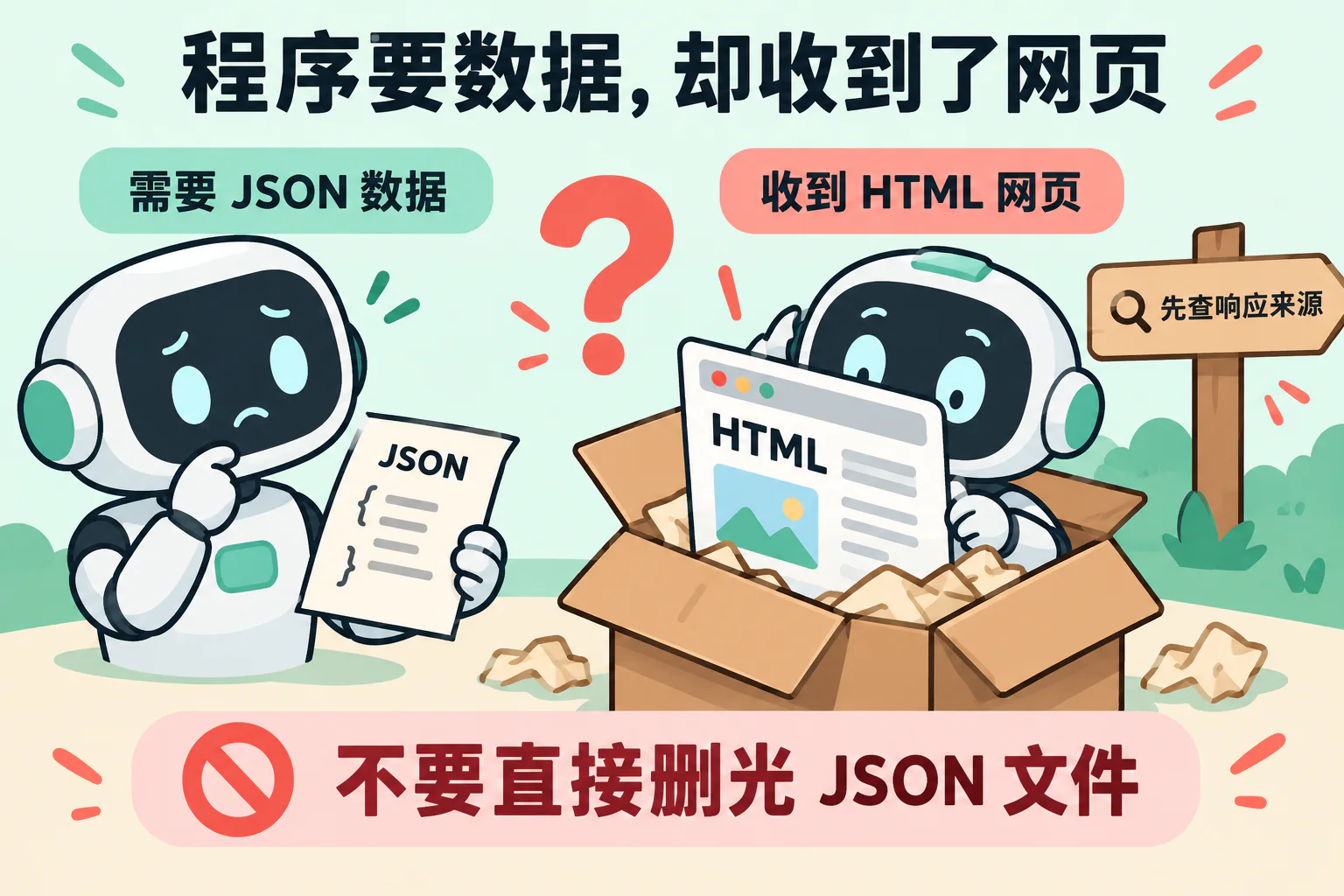 程序要数据,却收到了网页