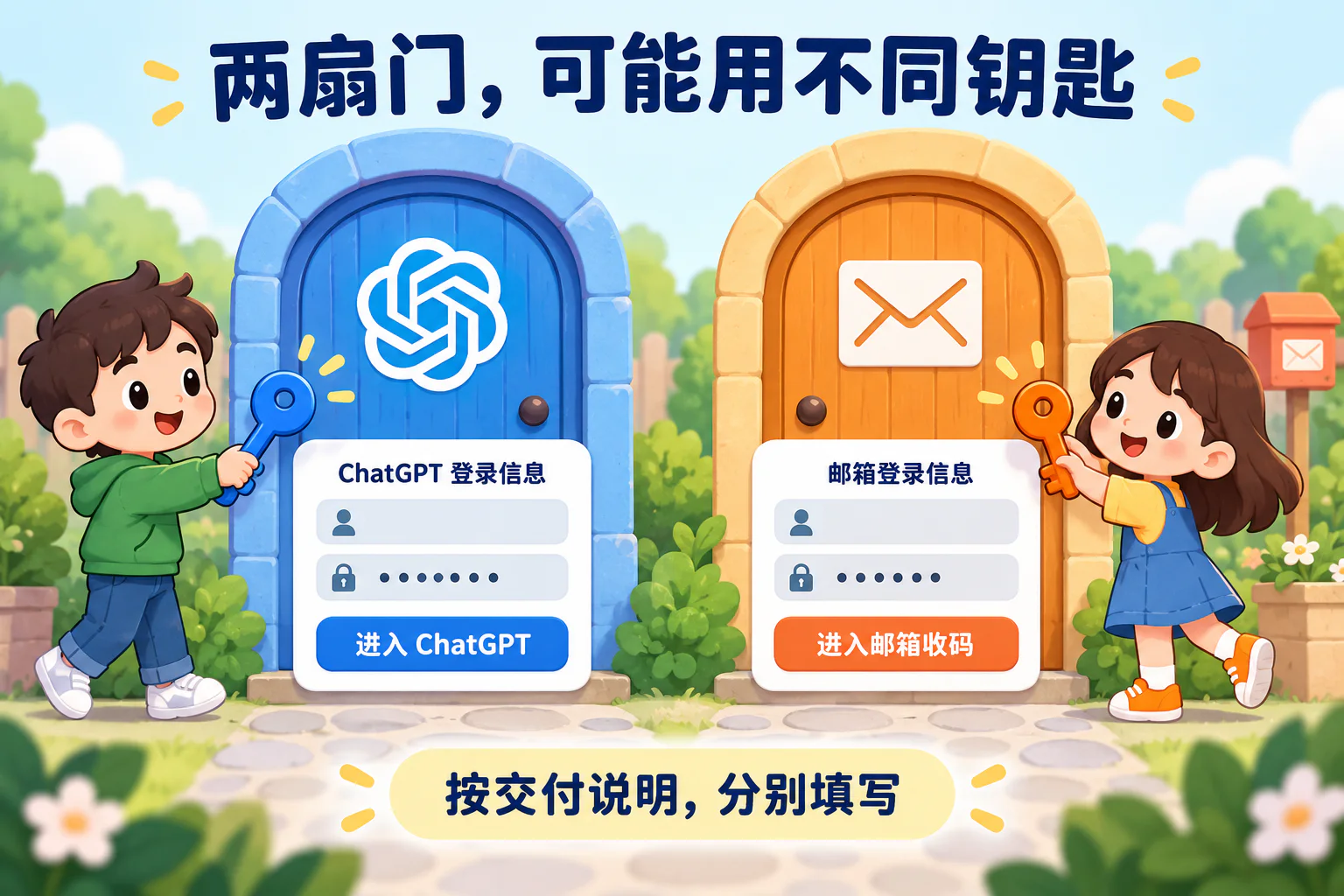 两扇门，可能用不同钥匙